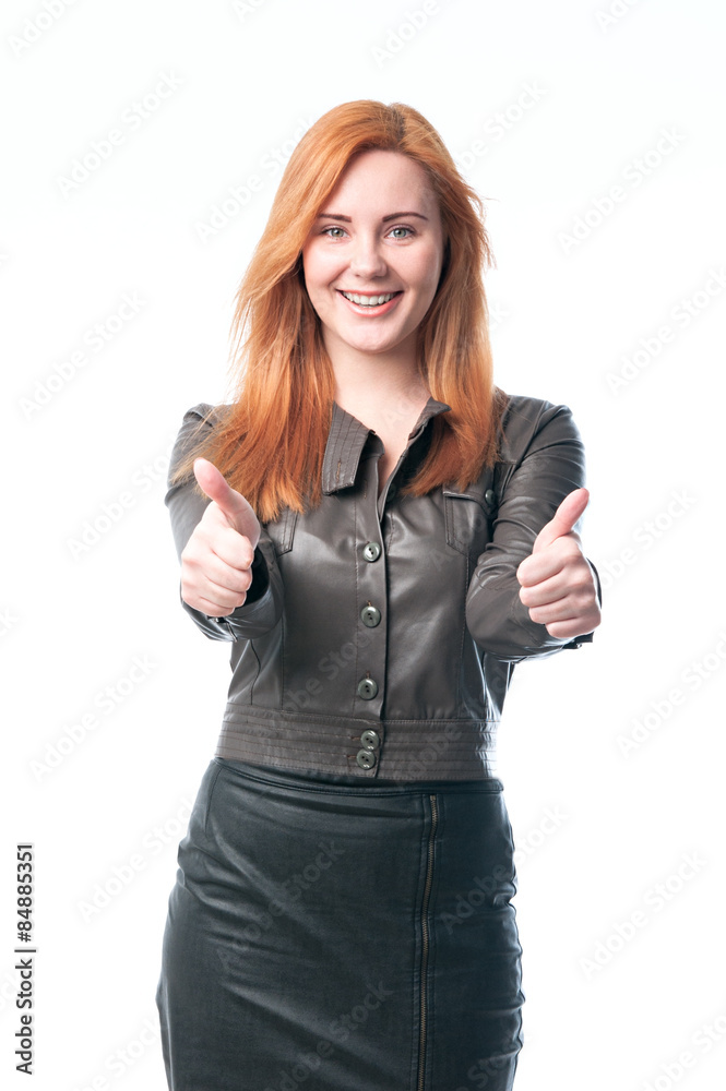 happy woman enjoys a good result happy woman enjoys a good result