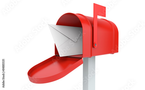 Fotografiet Incoming mail. mailbox with letter isolated