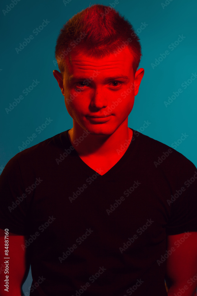 Pop-art style concept. Portrait of smiling young man Pop-art style concept. Portrait of smiling young man