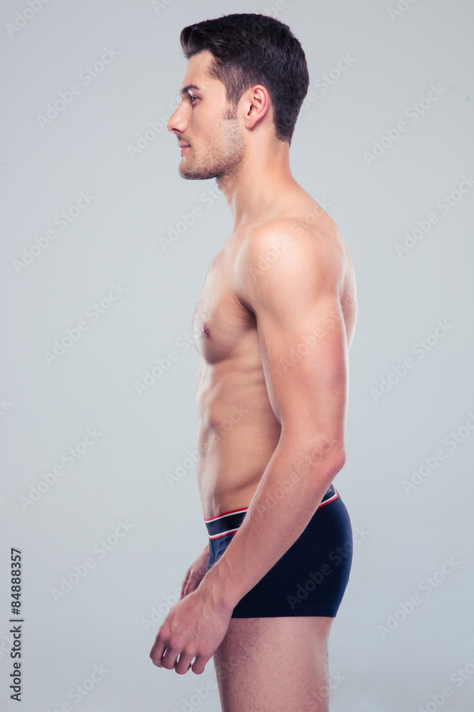 Side view portrait of a muscular man