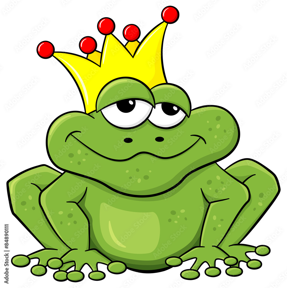 Obraz premium Cartoon Froschkönig wartet auf einen Kuss 
