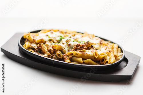 baked penne pasta with meat and cheese