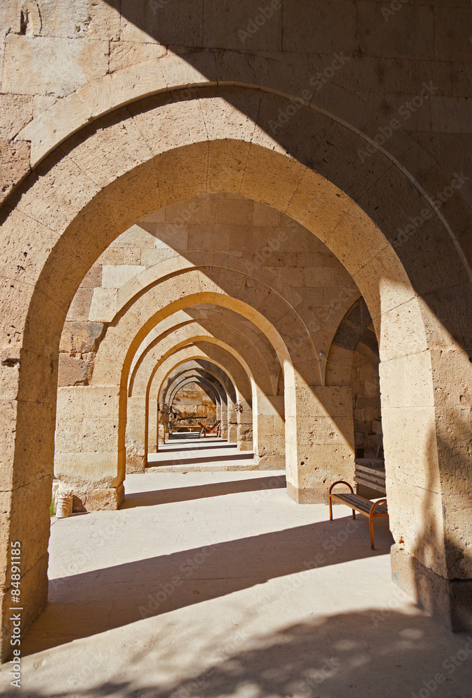 Naklejka premium Gallery of the Sultanhani caravansary at Turkey