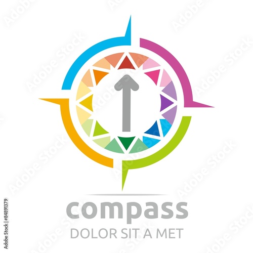 Logo compass arrow circle icon absract