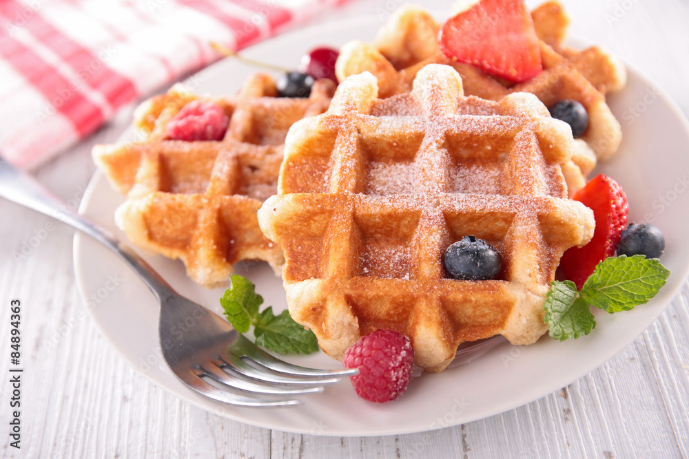 waffles and berry fruit