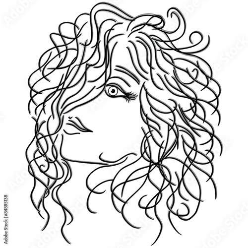 Girl with flowing curly hair