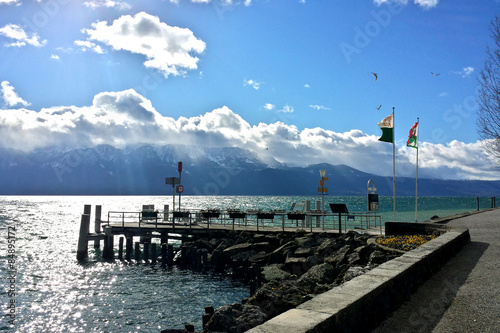 Promenade in Vevey am Genfer See