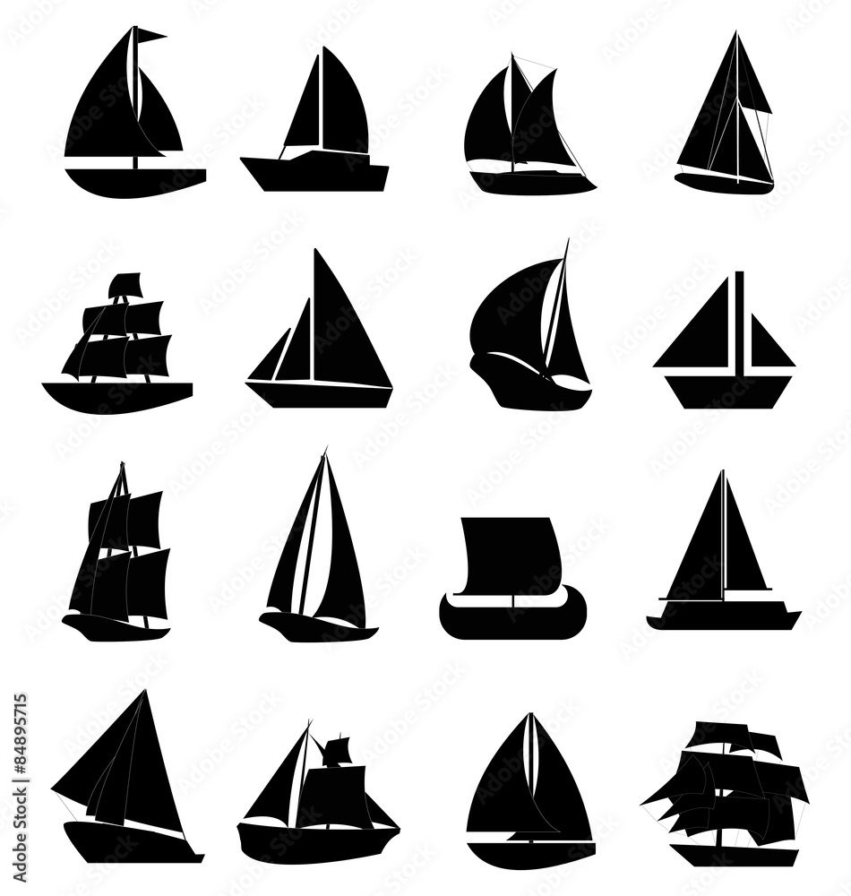 Sailboats icons set
