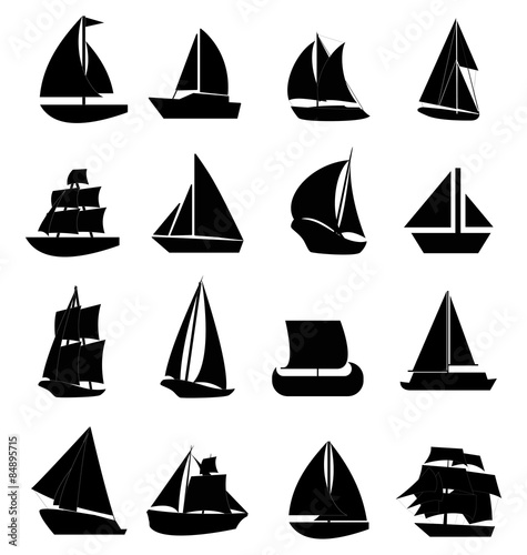 Sailboats icons set