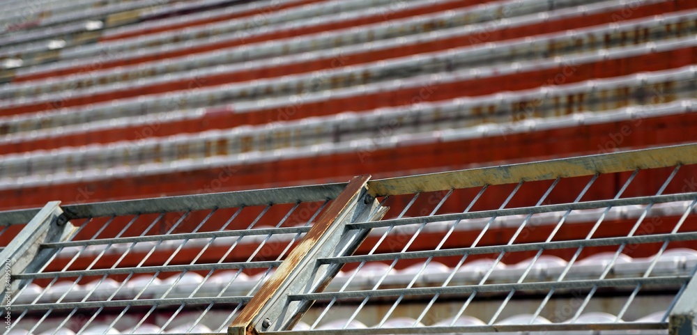 Fototapeta premium net protection of a soccer stadium before the sporting event