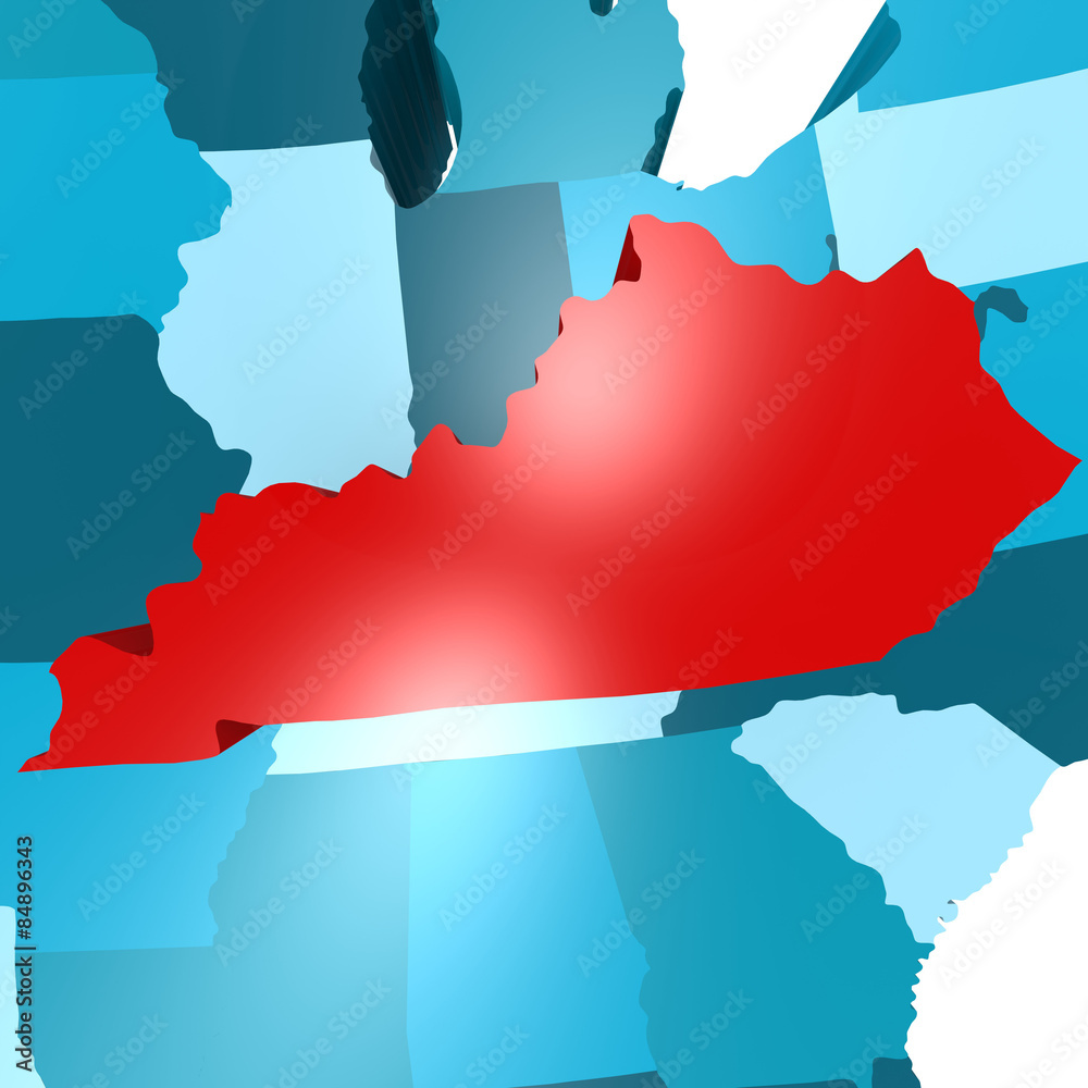 Fototapeta premium Kentucky map on blue USA map