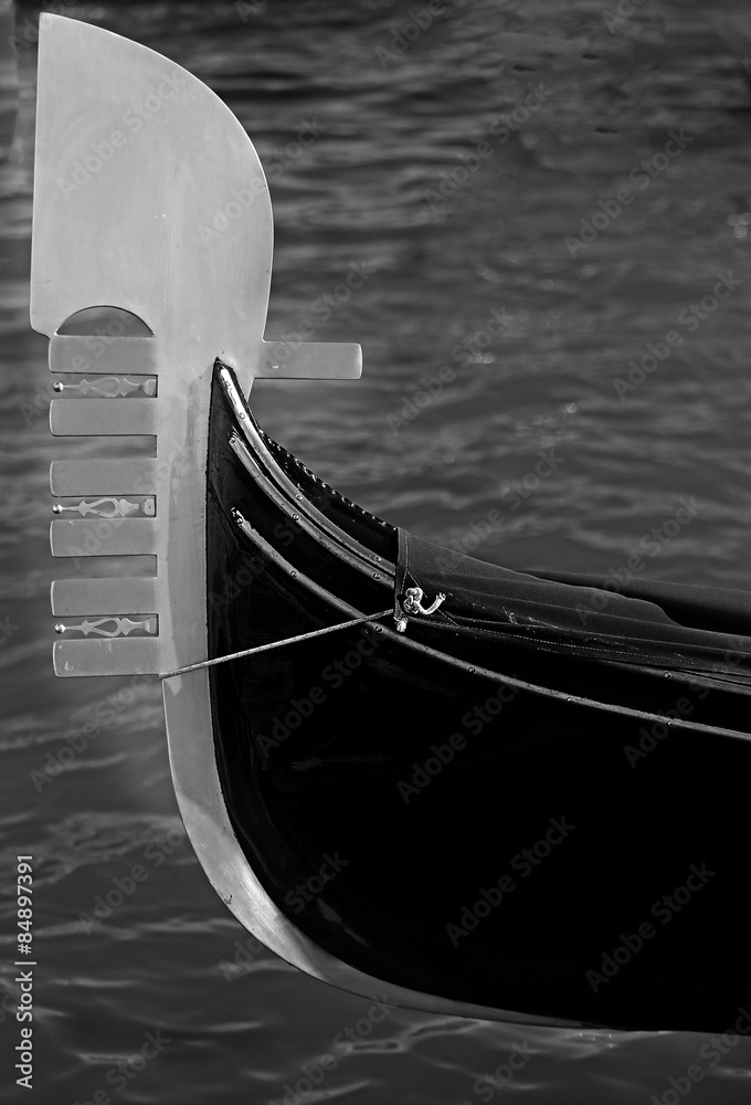detail of the prow of the Gondola in Venice Italy