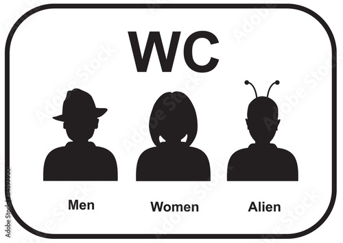 WC icon. Male and female alien restroom