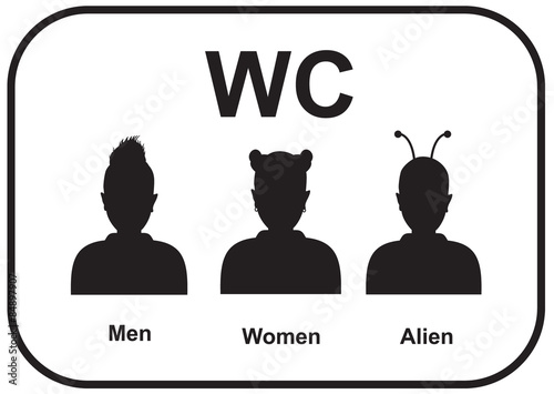 WC icon. Male and female alien restroom