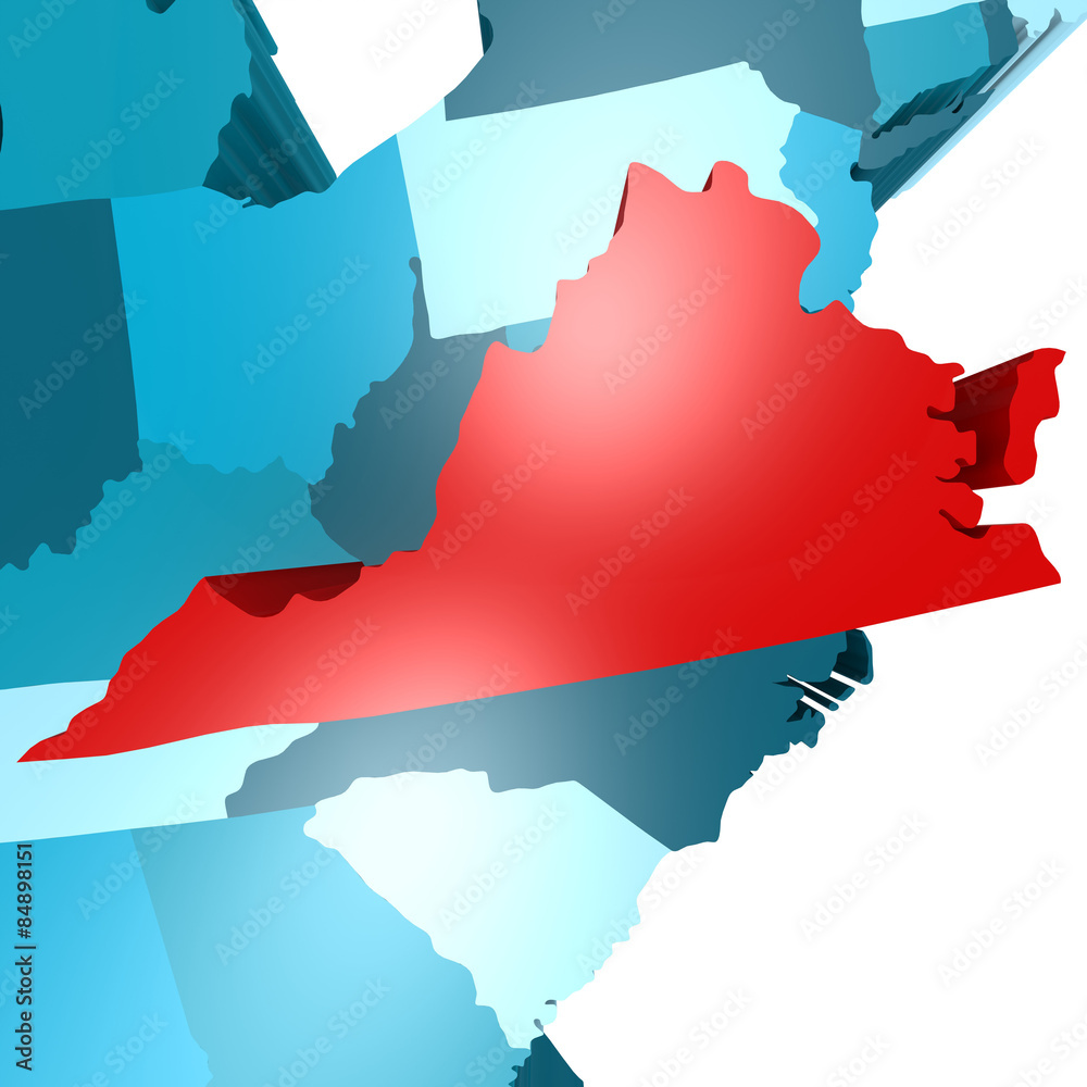 Fototapeta premium Virginia map on blue USA map