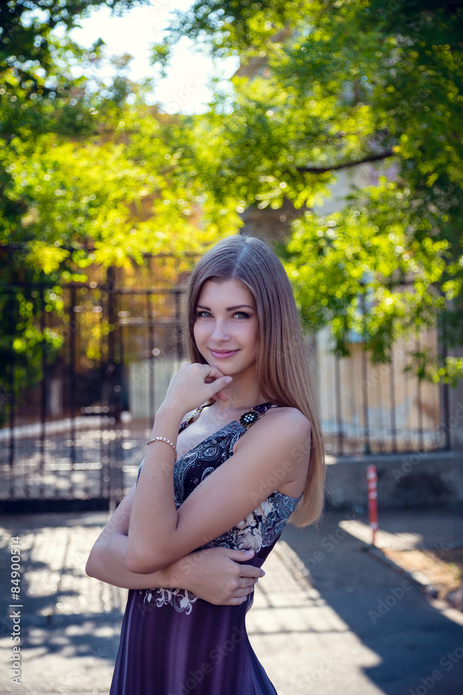 beautiful city woman has walking on a street beautiful city woman has walking on a street