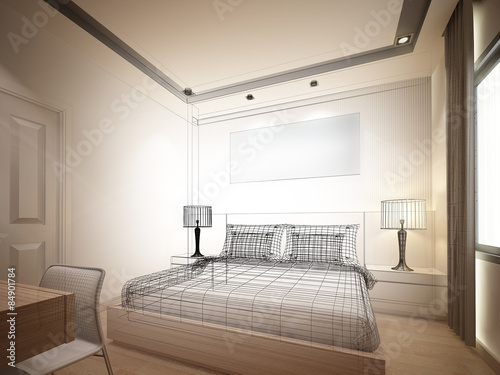 abstract sketch design of interior bedroom 