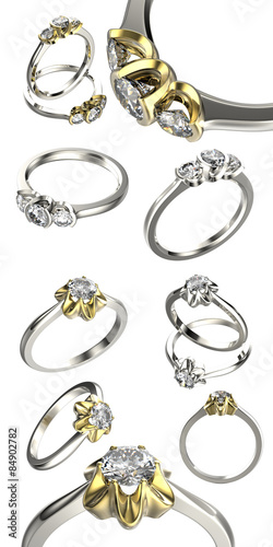 Big collection with diamond Rings.. Jewelry background