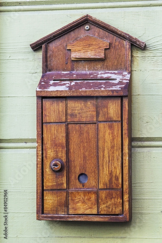 Old wooden mail box on the wall in Istanbul