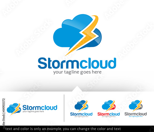 Cloud Storm Logo Design Template - Vector