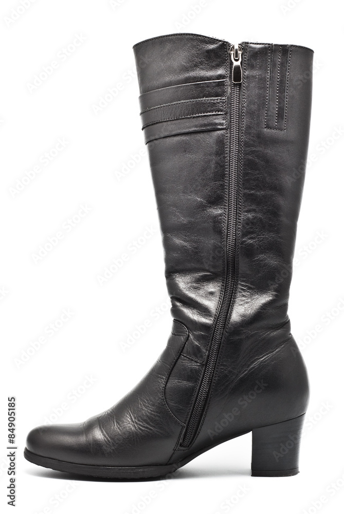 Black Leather Female Boots