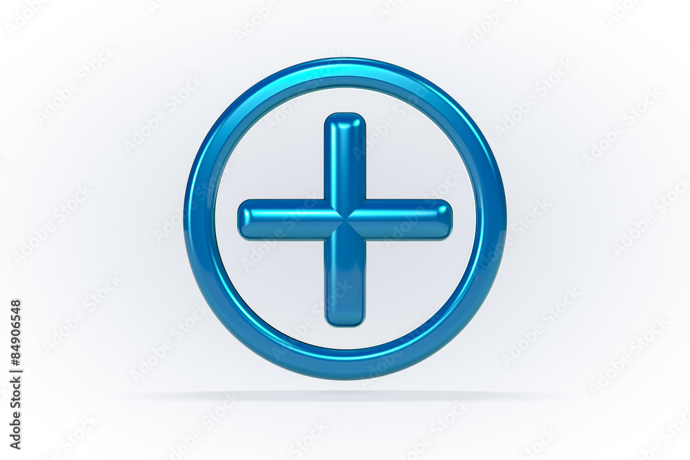 Obraz premium 3D Blue Plus or Cross isolated symbol, sign or icon.