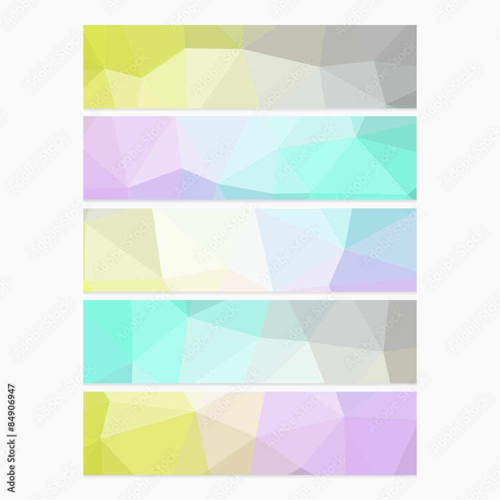 Polygon Geometric Banner. Trend Retro Grunge neon rainbow colored. Wallpaper, background, texture, fabric, web template. Wedding, Birthday, Party Invitation, Business, Scrapbooking projects