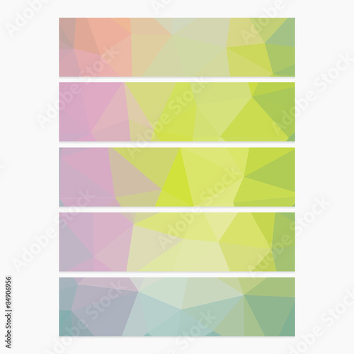 Polygon Geometric Banner. Trend Retro Grunge neon rainbow colored. Wallpaper, background, texture, fabric, web template. Wedding, Birthday, Party Invitation, Business, Scrapbooking projects