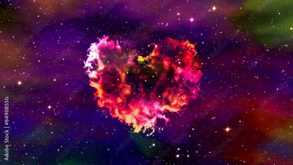Flight Through Nebula Heart. 3D Animation.