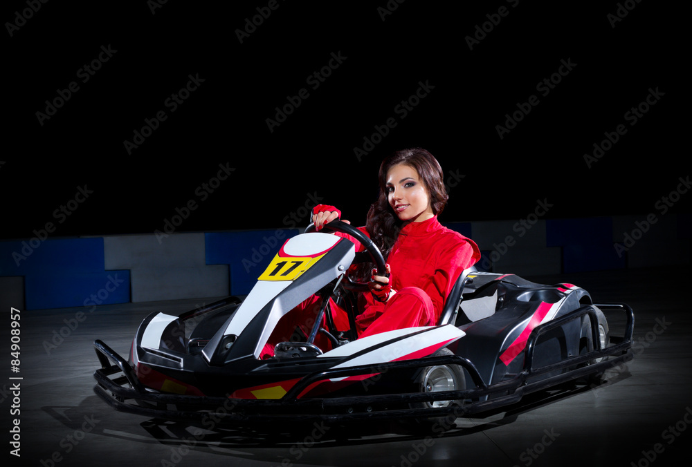 Young girl karting racer