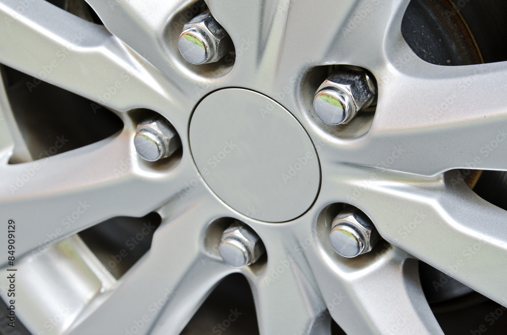 Silver car wheel. Silver car wheel.