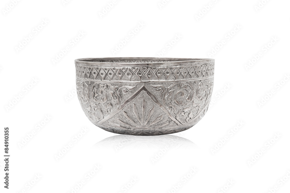 Fototapeta premium Old thai style silver bowl