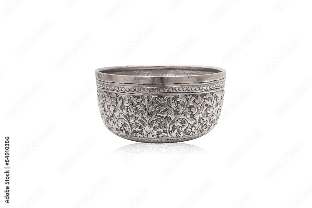 Fototapeta premium Old thai style silver bowl