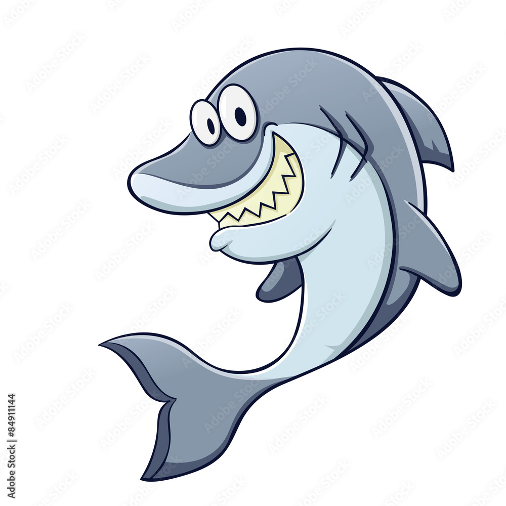 Funny Cartoon Shark Stock Vector | Adobe Stock