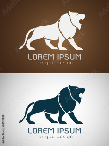 Fototapeta Naklejka Na Ścianę i Meble -  Vector image of an lion design on white background and brown bac