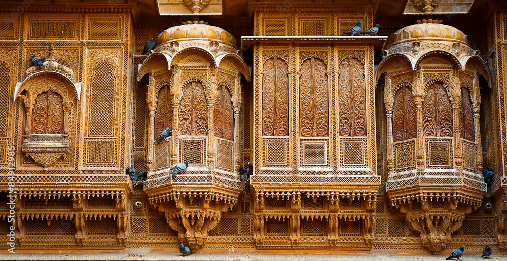 The beautiful Patwon ki Haveli palace, Jaisalmer, Rajasthan, India