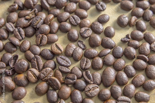 Brown coffee raw beans background texture