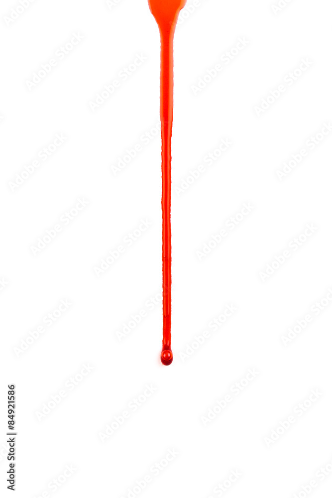 Blood drip with bubble on white Blood drip with bubble on white