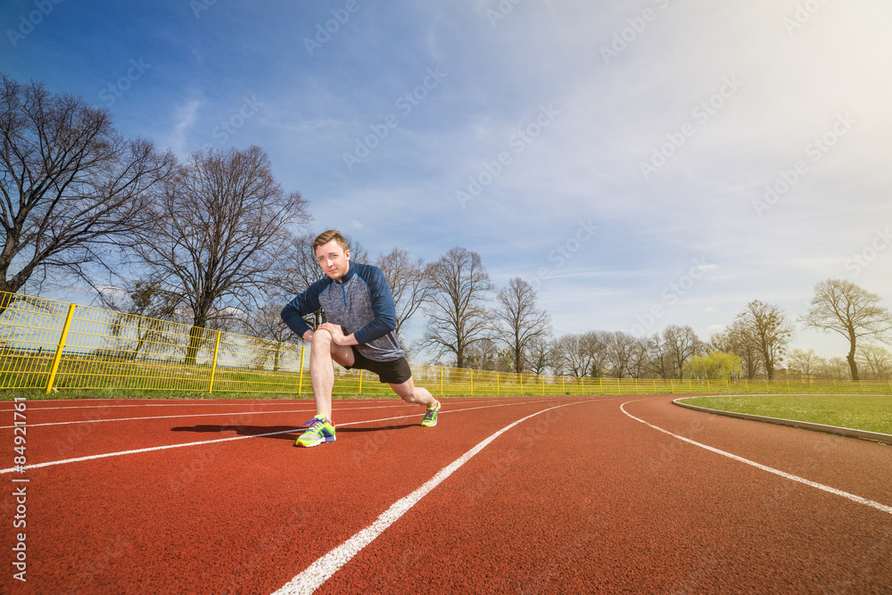 Warm-up before jogging on a track