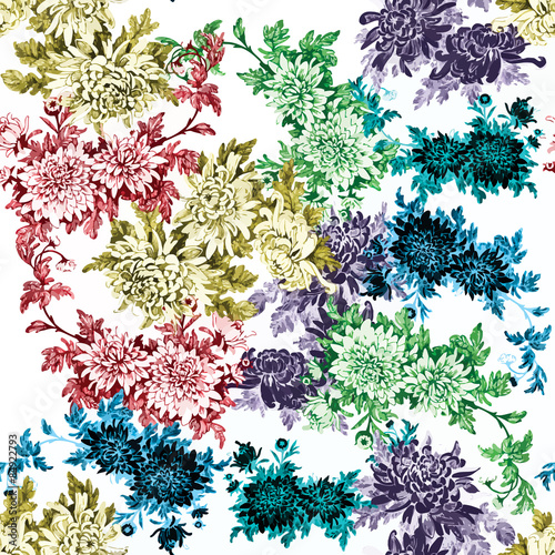 Seamless patterns with Beautiful flowers, watercolor illustration