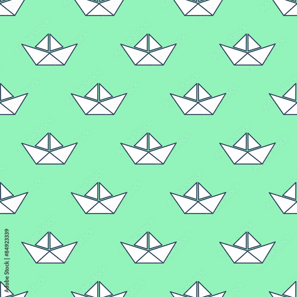 Seamless pattern with white paper boats. Vector illustration. Origami ship seamless background. Seamless pattern with white paper boats. Vector illustration. Origami ship seamless background.