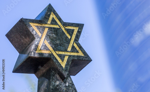 Fotografie, Tablou Jewish cemetery: Star of David on the tombstone