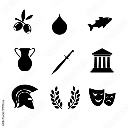 Greek icon set vector