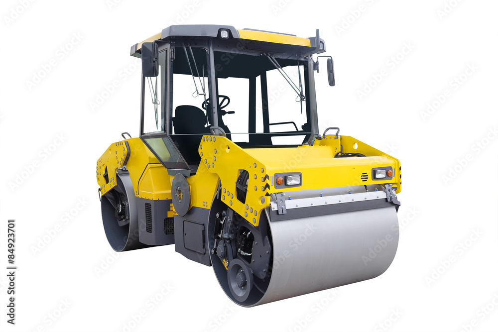 Obraz premium The image of a road rollers under the white background