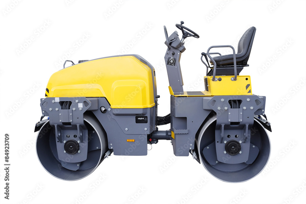 The image of a road rollers under the white background