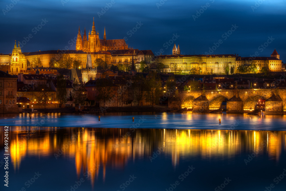 beautiful and historic Charles Bridge with castle in background