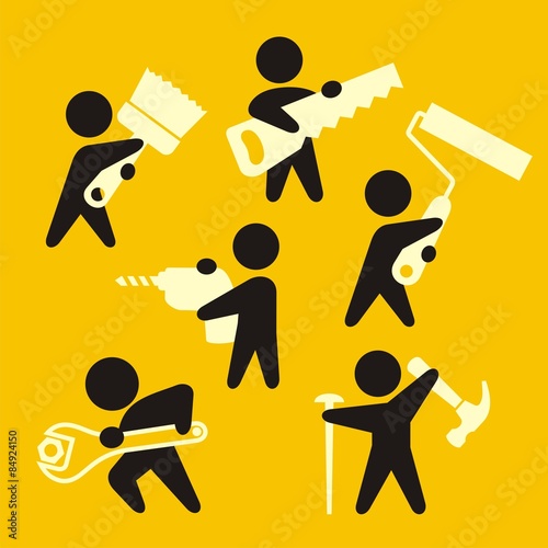 Workers with big tools 

