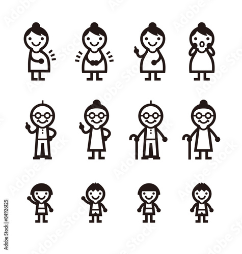 妊婦さん、お年寄り、子供のアイコン