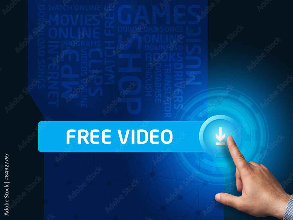 Free video.Businessman presses a button on the virtual screen. B Free video.Businessman presses a button on the virtual screen. B