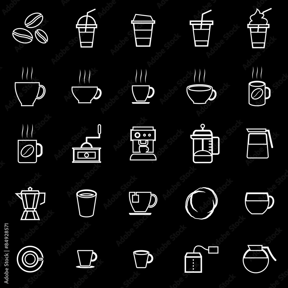 Coffee line icons on white background Coffee line icons on white background